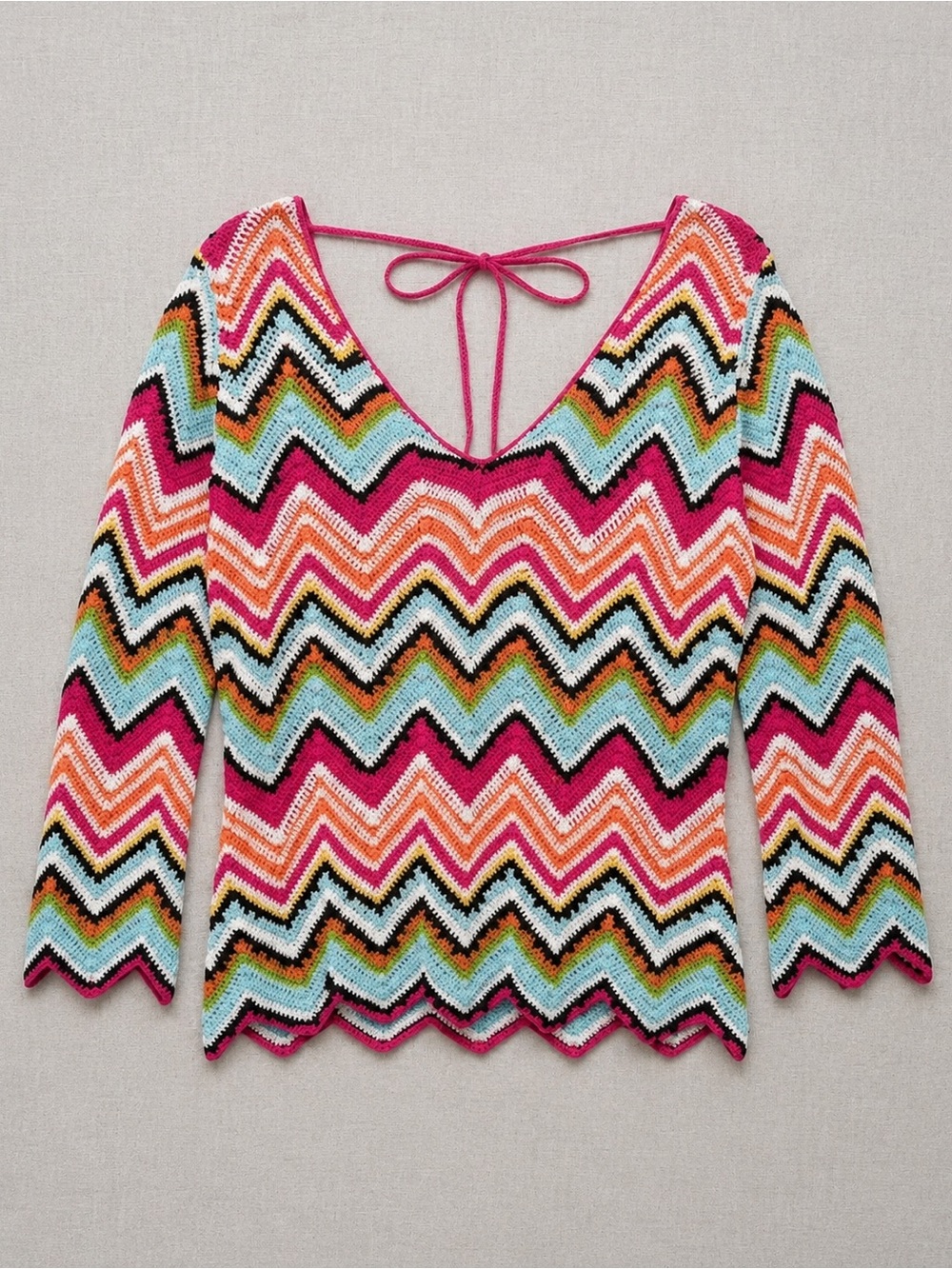 90s Vintage Nicowa Chevron Crochet Top Missoni Print